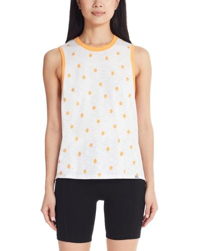 Marc New York Performance Ditsy Daisy Printed Ringer Tank Top - White