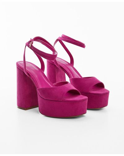 Mango Platform Ankle-cuff Sandals - Pink