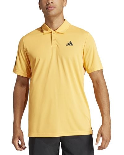 adidas 3-stripes Short Sleeve Performance Club Tennis Polo Shirt - Yellow