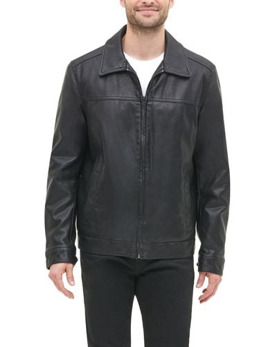 Tommy Hilfiger Men's Faux Leather Bomber Jacket - Black