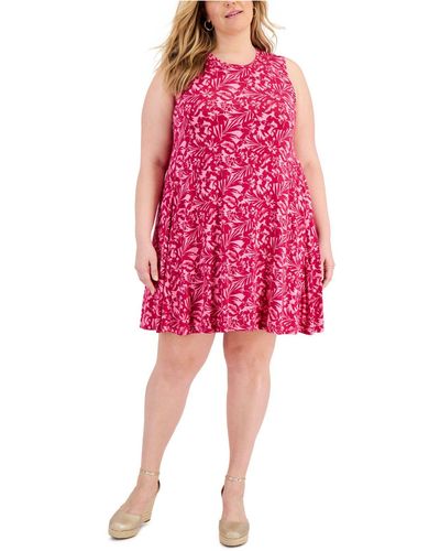 Style & Co. Plus Size Printed Flip Flop Dress, Created For Macy's - Red