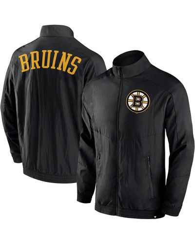 Fanatics Boston Bruins Step Up Crinkle Raglan Full-zip Windbreaker Jacket - Black