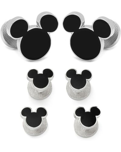 Disney Mickey Mouse Silhouette Cufflinks And Stud Set - Black