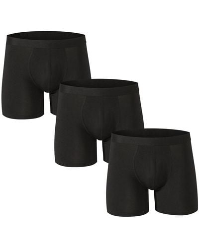 Alpine Swiss Boxer Briefs 3 Pack Underwear Breathable Comfortable Trunks - Black