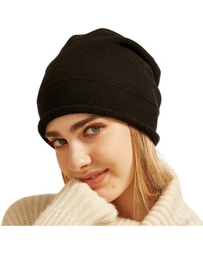 Bellemere New York Bellemere Double Layer Cashmere Hat - Black