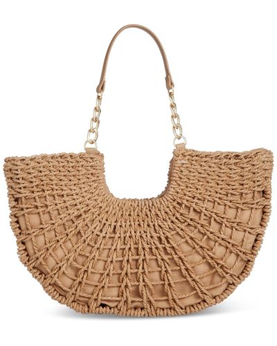 INC International Concepts Ivah Extra-large Woven Straw Chain Tote - Natural