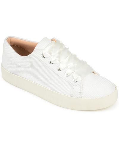 Journee Collection Kinsley Corduroy Lace Up Sneakers - White