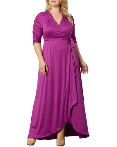 Kiyonna Plus Size Meadow Dream Maxi Wrap Dress - Purple