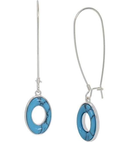 Robert Lee Morris Semi-precious Turquoise Oval Dangle Earrings - Blue