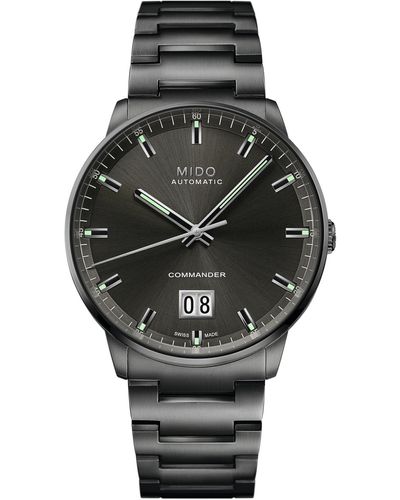 MIDO Swiss Automatic Commander Big Date Black Pvd Bracelet Watch 42mm - Gray
