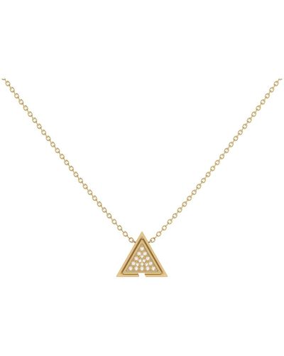 LuvMyJewelry Skyscraper Triangle Design Sterling Silver Diamond Necklace - Metallic