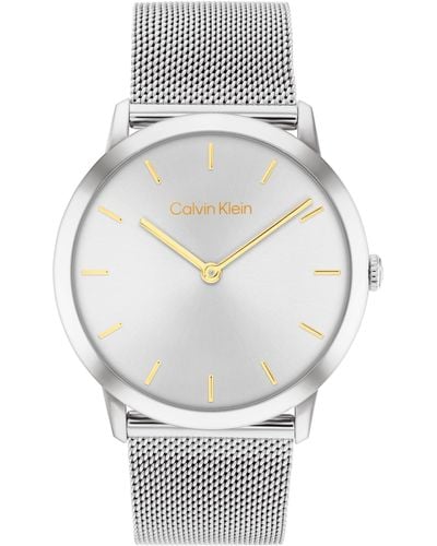 Calvin Klein Exceptional -tone Stainless Steel Mesh Bracelet Watch 37mm - Gray