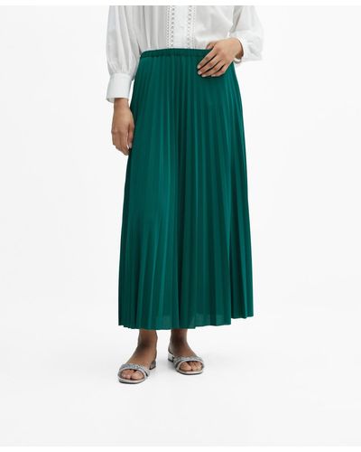 Mango Pleated Long Skirt - Green