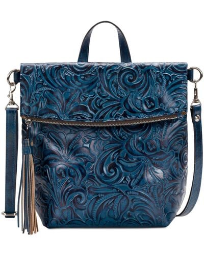 Patricia Nash Burnished Tooled Luzille Convertible Small Backpack - Blue