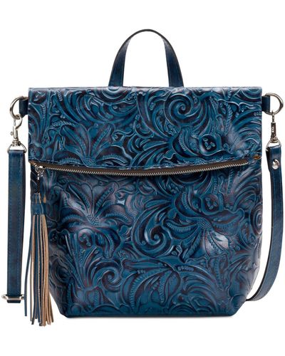 Patricia Nash Burnished Tooled Luzille Convertible Small Backpack - Blue