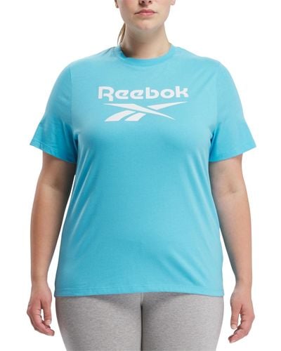 Reebok Plus Size Short Sleeve Logo Graphic T-shirt - Blue