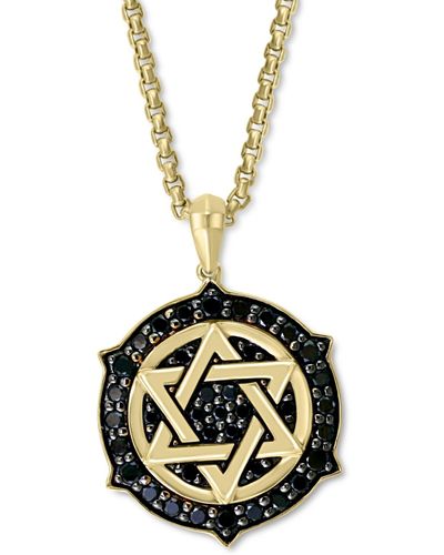 Effy Effy Black Diamond Star Of David Ship's Wheel 22" Pendant Necklace (5/8 Ct. T.w. - Metallic