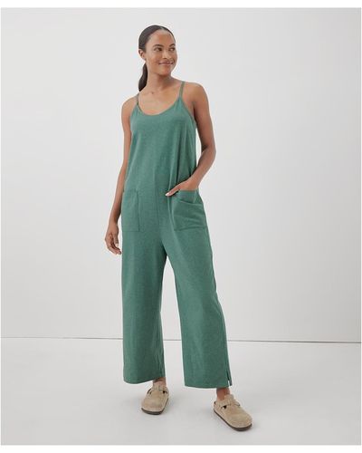 Pact Cotton Cool Stretch Lounge Jumpsuit - Green