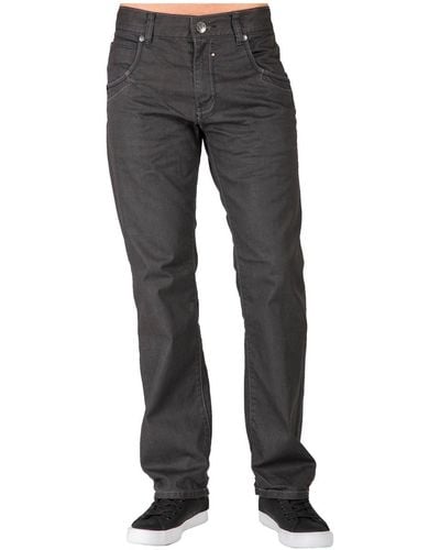 Level 7 Relaxed Straight Leg Coated Black Premium Denim Jeans Zipper Pocket - Gray
