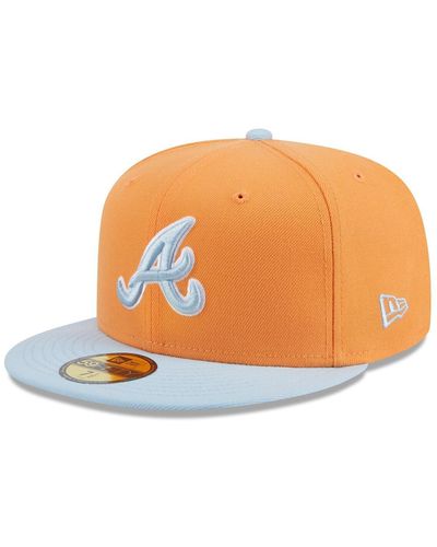 KTZ Orange/light Blue Atlanta Braves Spring Color Basic Two-tone 59fifty Fitted Hat