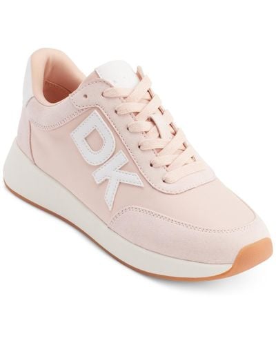 DKNY Oaks Logo Applique Athletic Lace Up Sneakers - White
