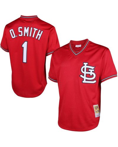 Mitchell & Ness Ozzie Smith St. Louis Cardinals Cooperstown Mesh Batting Practice Jersey - Red