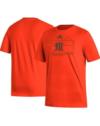 adidas Miami Hurricanes Locker Lines Baseball Fresh T-shirt - Orange