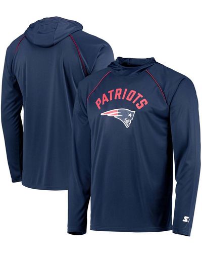 Starter New England Patriots Raglan Long Sleeve Hoodie T-shirt - Blue