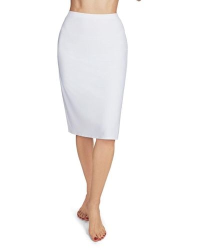 Memoi Seamless High-waisted Bonded Full Slip Skirt - White