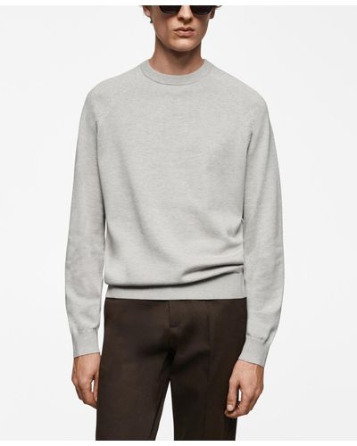 Mango Fine-knit Cotton Sweater - Gray