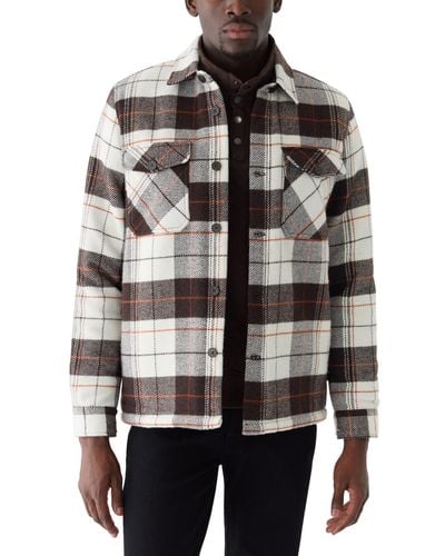 Frank And Oak Relaxed-fit Plaid Fleece-lined Shirt Jacket - Gray