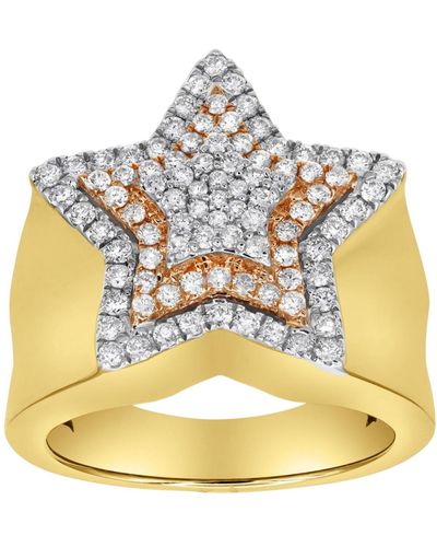 LuvMyJewelry Superstar Natural Certified Diamond 1 Cttw Round Cut 14k Rose Gold Statement Ring - Metallic