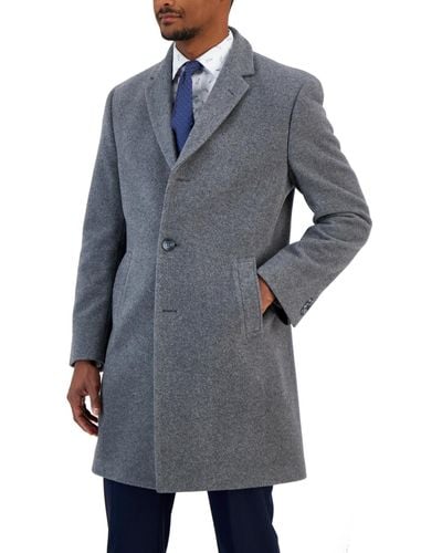 Nautica Barge Classic Fit Wool/cashmere Blend Solid Overcoat - Gray