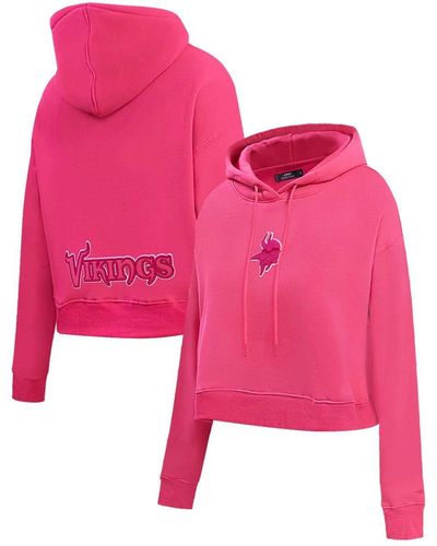 Pro Standard Minnesota Vikings Triple Cropped Pullover Hoodie - Pink