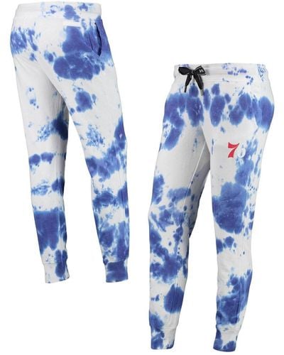 DKNY White And Royal Philadelphia 76ers Melody Tie-dye jogger Pants - Blue