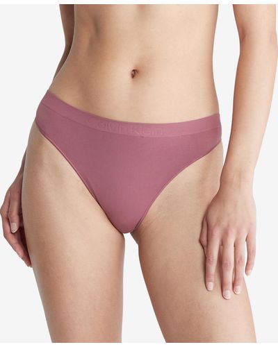 Calvin Klein Bonded Flex Mid-rise Thong Underwear Qd3958 in Brown