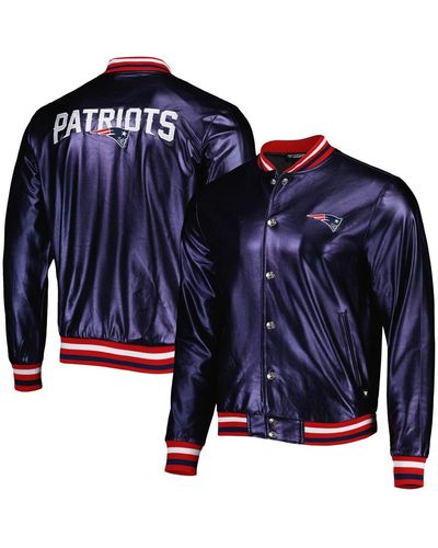 The Wild Collective New England Patriots Metallic Bomber Full-snap Jacket - Blue