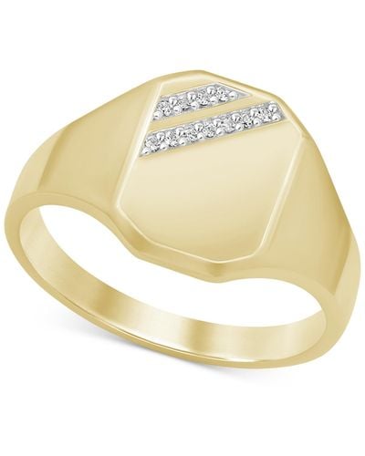 Macy's Diamond Polished Signet Ring (1/20 Ct. T.w. - Metallic