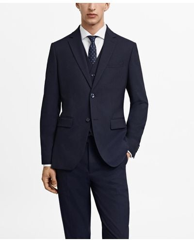 Mango Stretch Fabric Slim-fit Suit Jacket - Blue