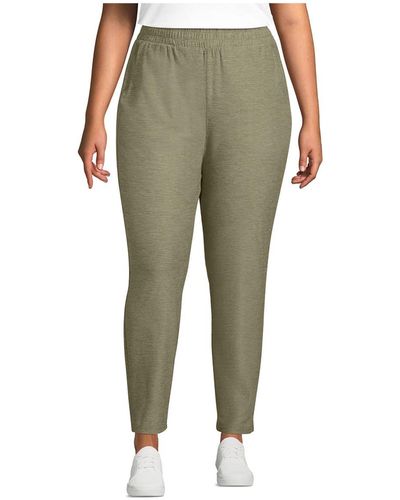 Lands' End Plus Size Active High Rise Soft Performance Refined Tapered Ankle Pants - Green