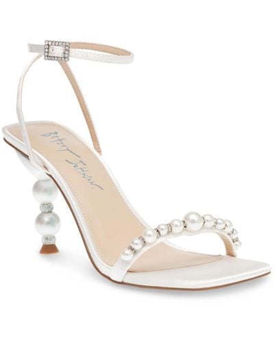 Betsey Johnson Jacy Strappy Embellished Evening Sandals - White