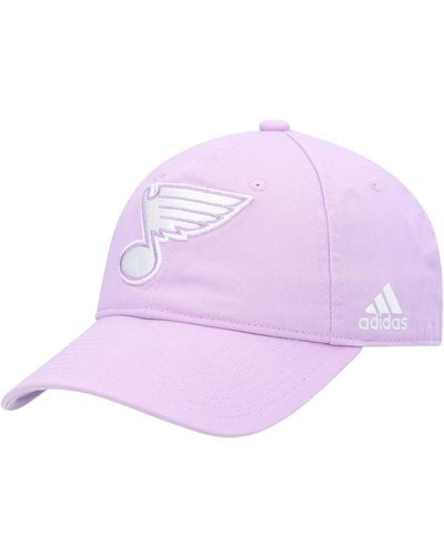 adidas St. Louis Blues 2021 Hockey Fights Cancer Slouch Adjustable Hat - Purple
