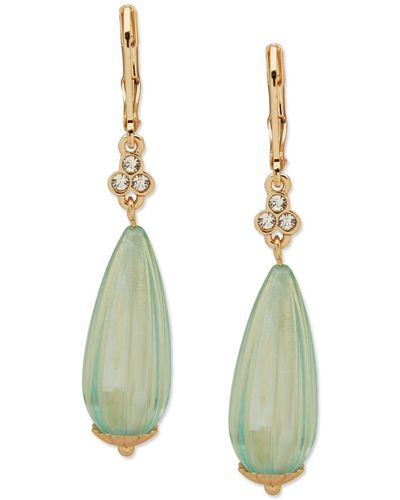 Lonna & Lilly Gold-tone Pave & Fluted Bead Drop Earrings - Green