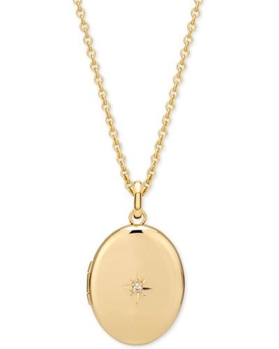 Sarah Chloe Diamond Accent Locket Pendant Necklace - Metallic