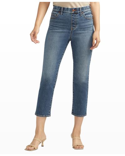 Jag Valentina High Rise Straight Leg Cropped Jeans - Blue