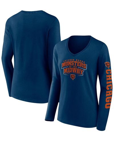 Fanatics Chicago Bears Hometown Sweep Long Sleeve V-neck T-shirt - Blue
