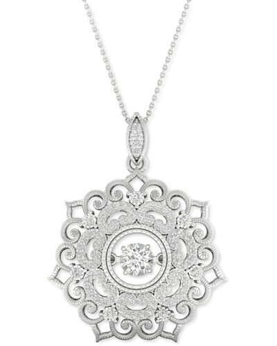 Twinkling Diamond Star Diamond Filigree 18" Pendant Necklace (1/3 Ct. T.w. - White
