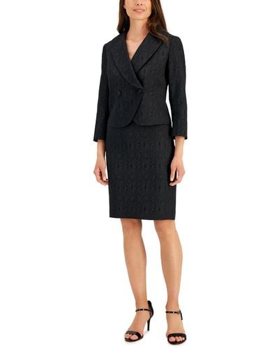 Nipon Boutique Floral-jacquard Jacket & Pencil Skirt Suit - Black