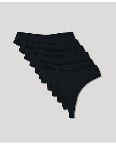 Pact Everyday High Rise Thong 6-pack - Black