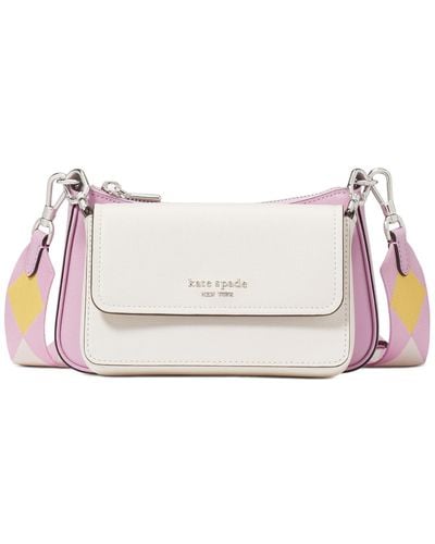 Kate Spade Double Up Colorblocked Saffiano Leather Crossbody - Pink